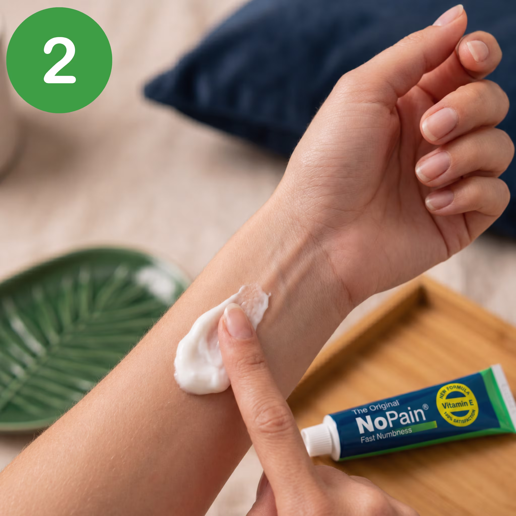 Apply a thick layer of NoPain numbing cream