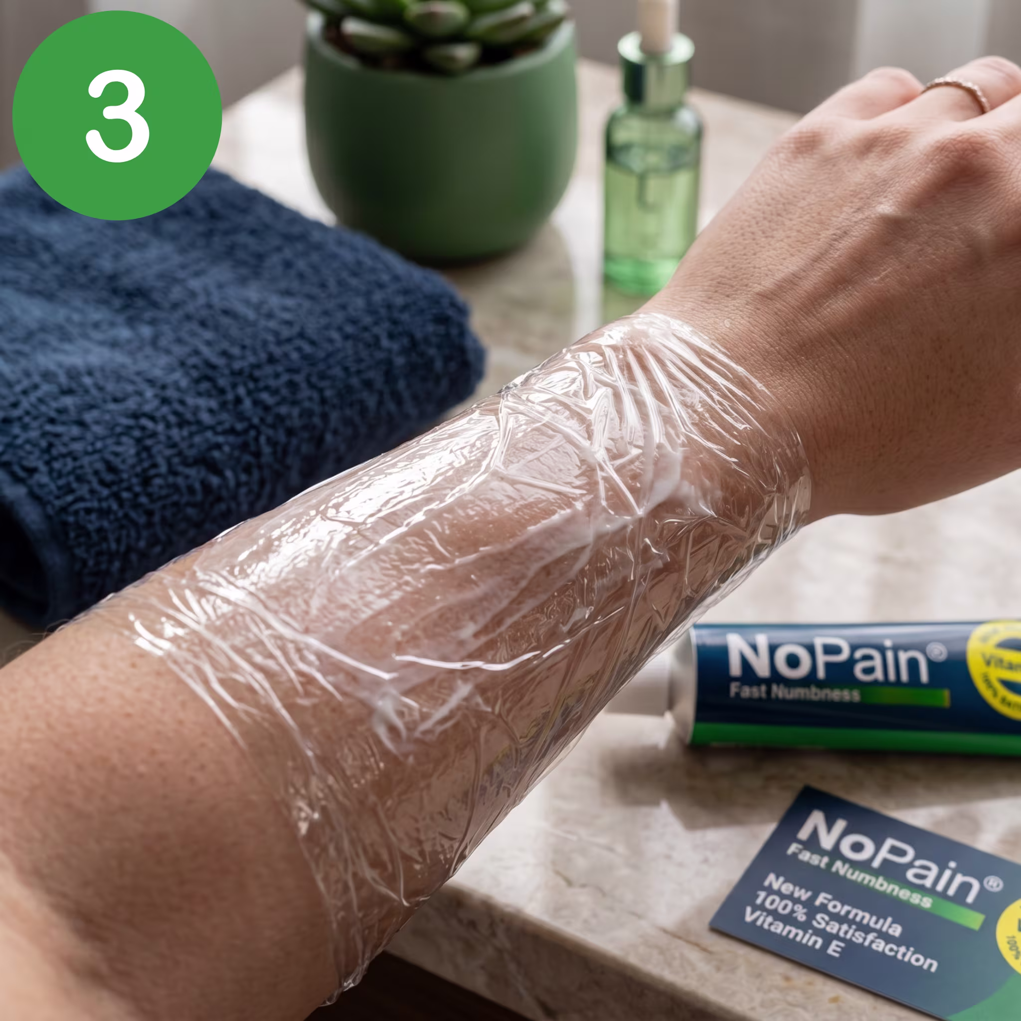 Wrap the area tightly with plastic wrap