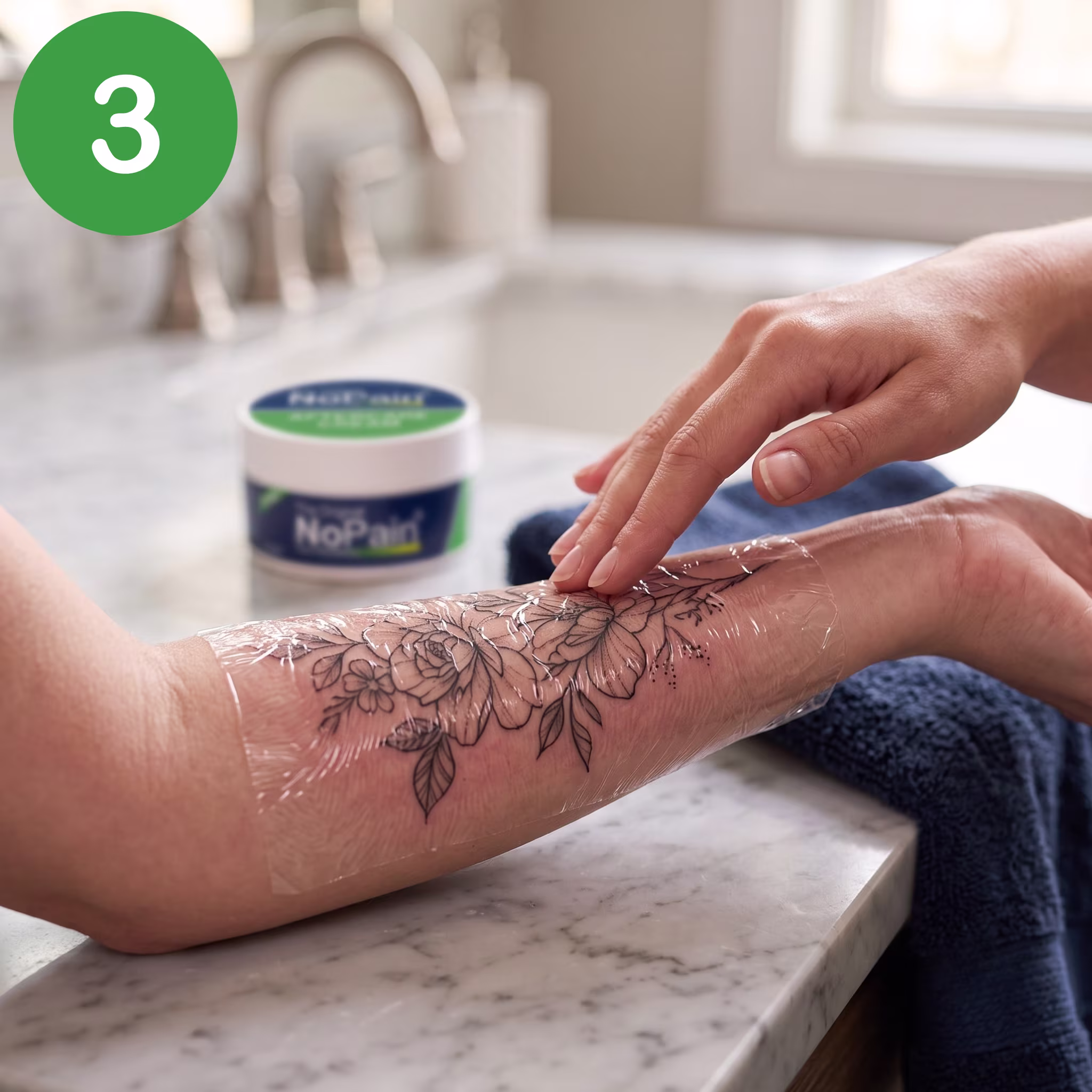 Apply a thin layer of NoPain Aftercare Cream