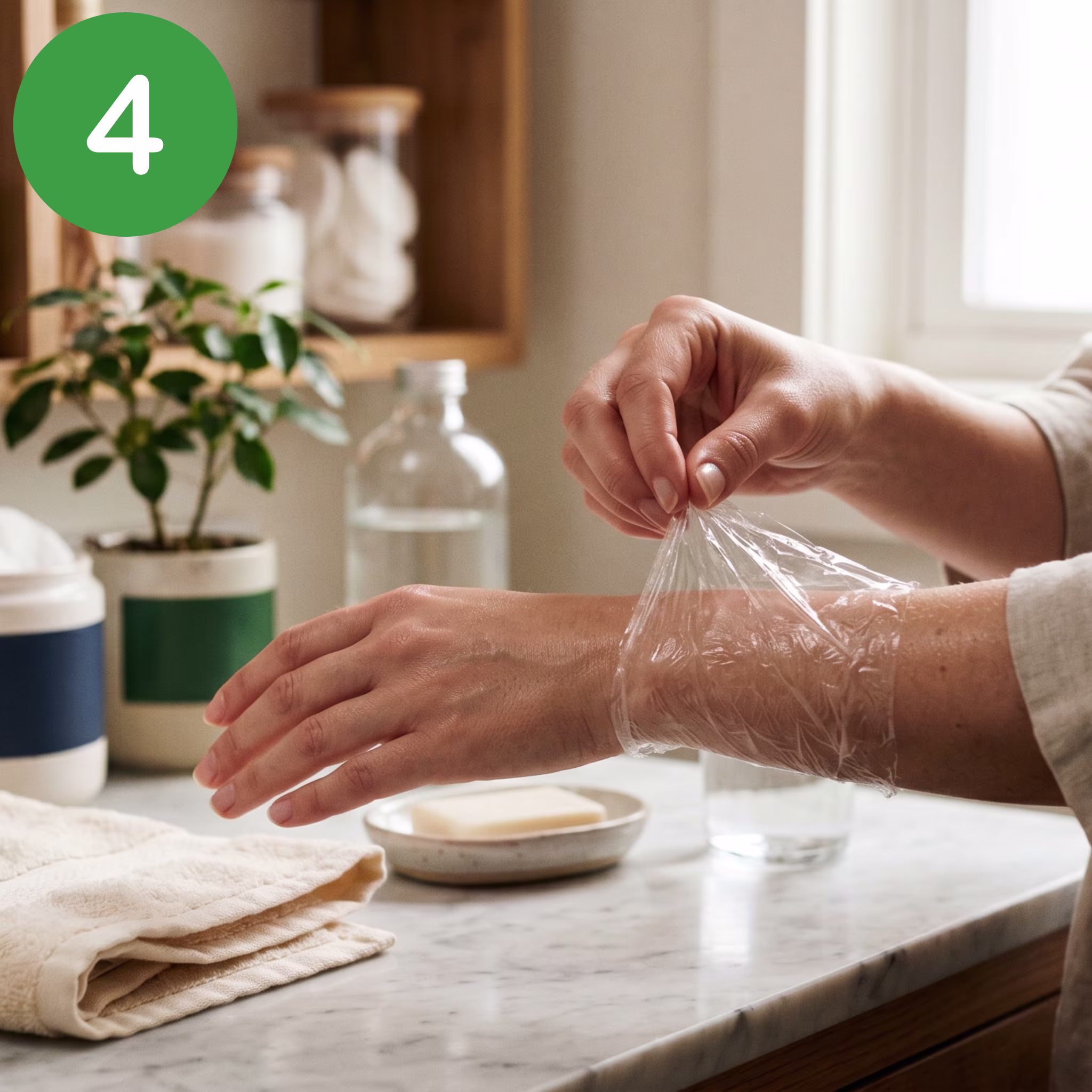 Remove the wrap and rinse off the cream before your session