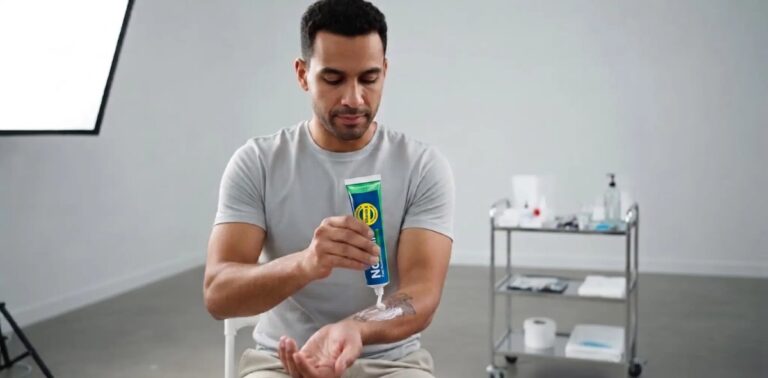 Man applying Nopain cream