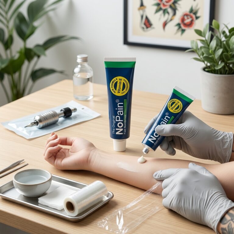 Schritt-für-Schritt-Anleitung zur richtigen Anwendung von Tattoo-Betäubungscreme für maximale Schmerzlinderung.