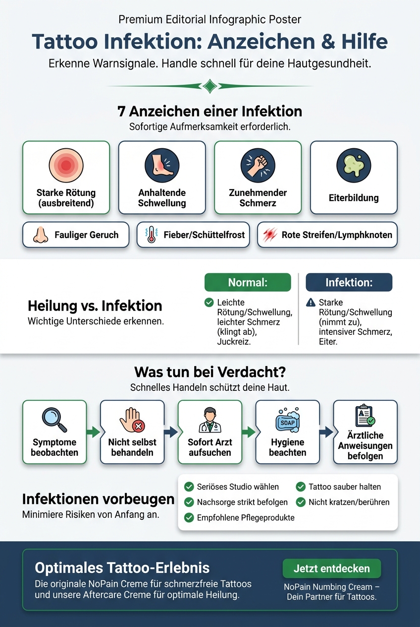 Infographic: Tattoo Infektion: Anzeichen & Hilfe