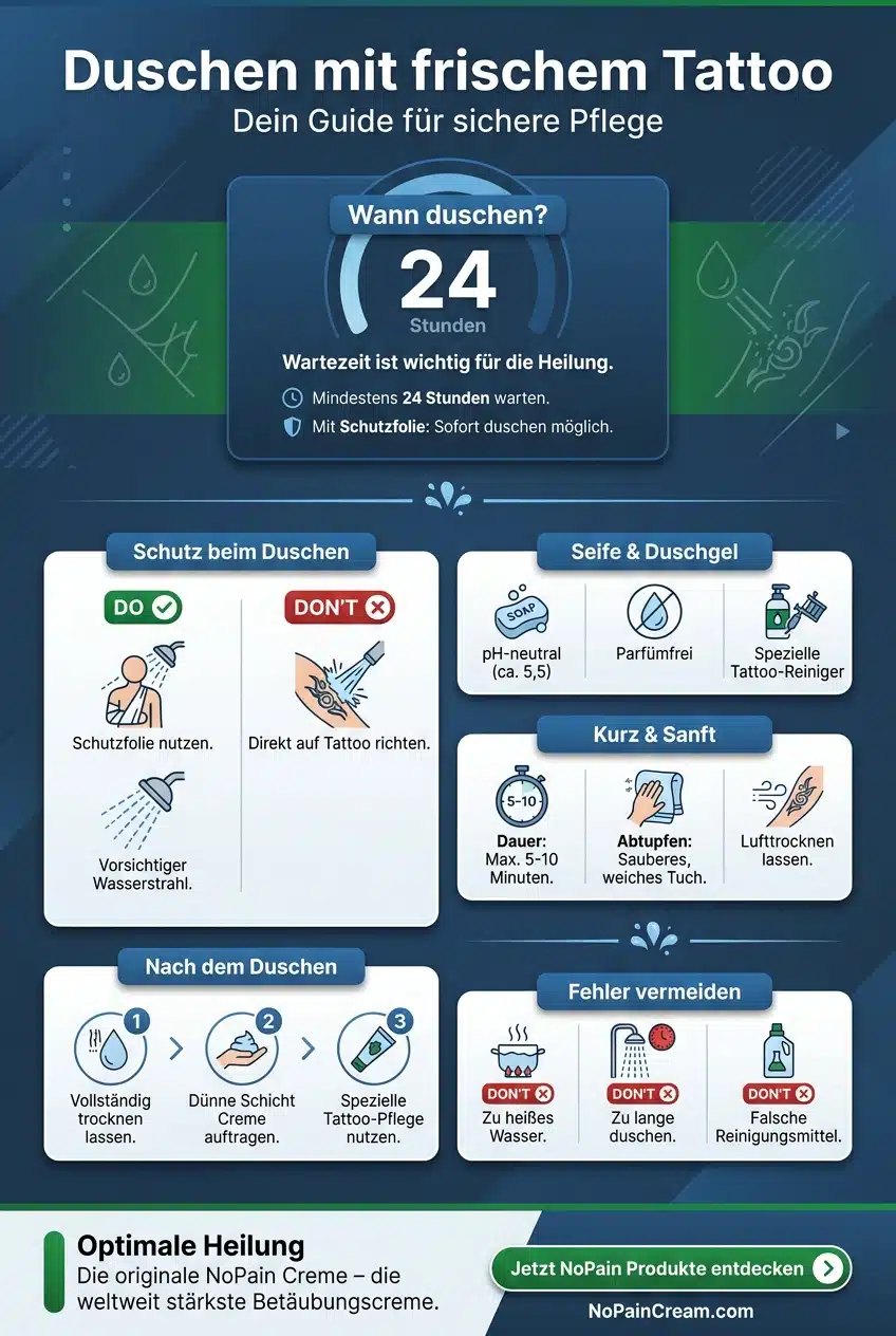 Infographic: Duschen mit frischem Tattoo