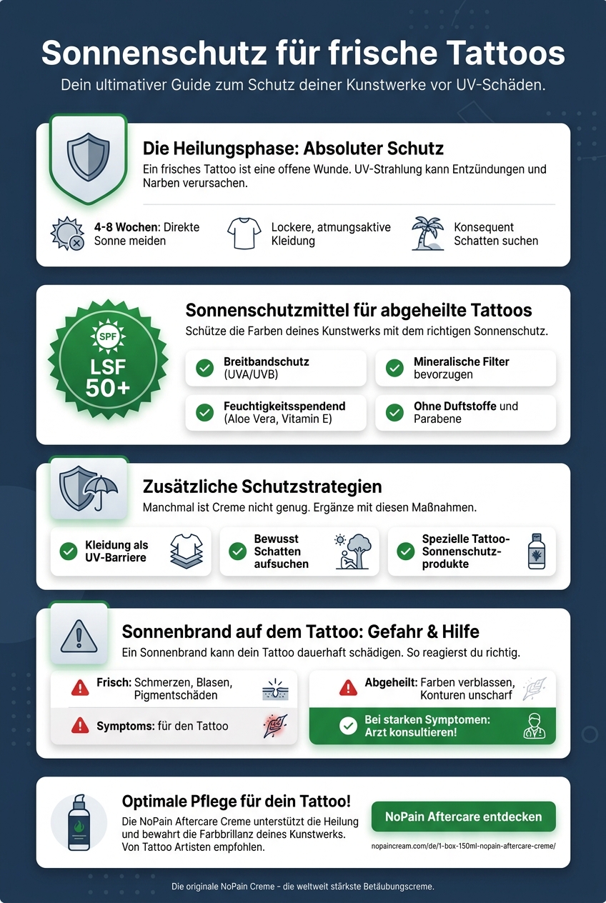 Infographic: Sonnenschutz für frische Tattoos