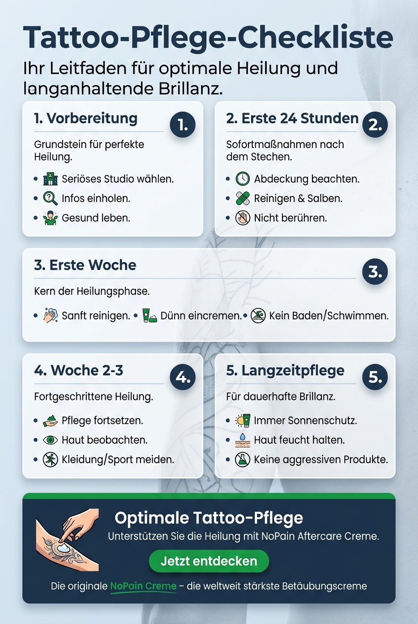 Infographic: Tattoo-Pflege-Checkliste